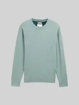 TOM TAILOR Herren Basic Strickpullover aus Baumwolle, grün, Meliert – Bild 3