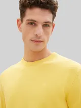 TOM TAILOR Herren Basic Strickpullover aus Baumwolle, gelb, Uni – Bild 6