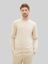 TOM TAILOR Herren Basic Strickpullover aus Baumwolle, braun, Uni – Bild 4