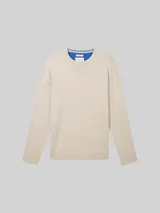 TOM TAILOR Herren Basic Strickpullover aus Baumwolle, braun, Uni – Bild 3