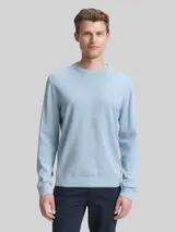 TOM TAILOR Herren Basic Strickpullover aus Baumwolle, blau, Meliert – Bild 4