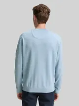 TOM TAILOR Herren Basic Strickpullover aus Baumwolle, blau, Meliert – Bild 5