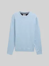TOM TAILOR Herren Basic Strickpullover aus Baumwolle, blau, Meliert – Bild 3