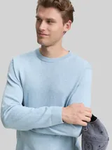 TOM TAILOR Herren Basic Strickpullover aus Baumwolle, blau, Meliert – Bild 6
