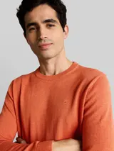 TOM TAILOR Herren Basic Strickpullover aus Baumwolle, rot, Meliert – Bild 6