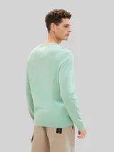 TOM TAILOR Herren Strickpullover mit V-Ausschnitt aus Baumwolle, grün, Uni – Bild 5