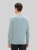 TOM TAILOR Herren Strickpullover mit V-Ausschnitt aus Baumwolle, blau, Uni – Bild 5
