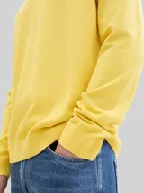 TOM TAILOR Herren Strickpullover mit V-Ausschnitt aus Baumwolle, gelb, Uni – Bild 6
