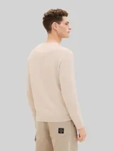 TOM TAILOR Herren Strickpullover mit V-Ausschnitt aus Baumwolle, braun, Uni – Bild 5