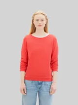 TOM TAILOR DENIM Damen Sweatshirt mit Raffungen, rot, Uni – Bild 4