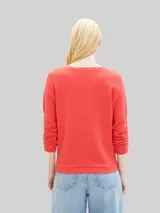 TOM TAILOR DENIM Damen Sweatshirt mit Raffungen, rot, Uni – Bild 5