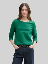 TOM TAILOR DENIM Damen Sweatshirt mit Raffungen, grün, Uni – Bild 4