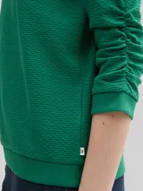 TOM TAILOR DENIM Damen Sweatshirt mit Raffungen, grün, Uni – Bild 6