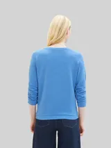 TOM TAILOR DENIM Damen Sweatshirt mit Raffungen, blau, Uni – Bild 5