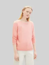 TOM TAILOR DENIM Damen Sweatshirt mit Raffungen, rosa, Uni – Bild 4