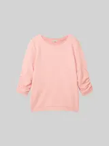 TOM TAILOR DENIM Damen Sweatshirt mit Raffungen, rosa, Uni – Bild 3