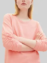 TOM TAILOR DENIM Damen Sweatshirt mit Raffungen, rosa, Uni – Bild 6