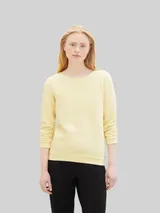 TOM TAILOR DENIM Damen Sweatshirt mit Raffungen, gelb, Uni – Bild 4