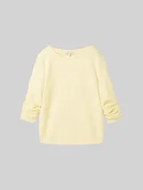 TOM TAILOR DENIM Damen Sweatshirt mit Raffungen, gelb, Uni – Bild 3
