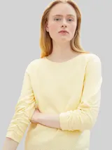 TOM TAILOR DENIM Damen Sweatshirt mit Raffungen, gelb, Uni – Bild 6