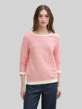 TOM TAILOR DENIM Damen Sweatshirt mit Streifenmuster, rot, Gestreift – Bild 4