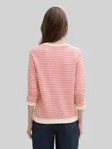 TOM TAILOR DENIM Damen Sweatshirt mit Streifenmuster, rot, Gestreift – Bild 5