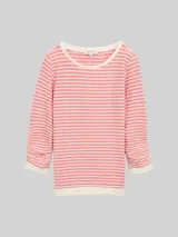 TOM TAILOR DENIM Damen Sweatshirt mit Streifenmuster, rot, Gestreift – Bild 3