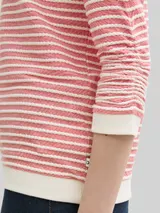 TOM TAILOR DENIM Damen Sweatshirt mit Streifenmuster, rot, Gestreift – Bild 6