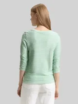 TOM TAILOR DENIM Damen Sweatshirt mit Streifenmuster, grün, Gestreift – Bild 5