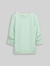 TOM TAILOR DENIM Damen Sweatshirt mit Streifenmuster, grün, Gestreift – Bild 3