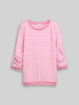 TOM TAILOR DENIM Damen Sweatshirt mit Streifenmuster, rosa, Gestreift – Bild 3