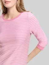 TOM TAILOR DENIM Damen Sweatshirt mit Streifenmuster, rosa, Gestreift – Bild 6