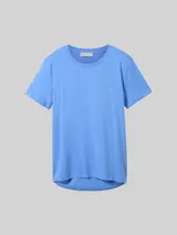 TOM TAILOR DENIM Damen Loose Fit T-Shirt aus Baumwolle, blau, Uni – Bild 3