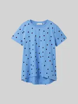 TOM TAILOR DENIM Damen Loose Fit T-Shirt aus Baumwolle, blau, Gepunktet – Bild 3