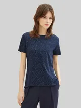 TOM TAILOR DENIM Damen Loose Fit T-Shirt aus Baumwolle, blau, Gemustert – Bild 4