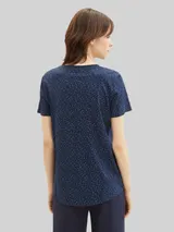 TOM TAILOR DENIM Damen Loose Fit T-Shirt aus Baumwolle, blau, Gemustert – Bild 5