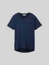 TOM TAILOR DENIM Damen Loose Fit T-Shirt aus Baumwolle, blau, Gemustert – Bild 3