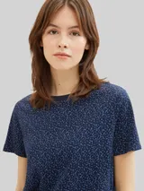TOM TAILOR DENIM Damen Loose Fit T-Shirt aus Baumwolle, blau, Gemustert – Bild 6