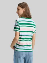 TOM TAILOR DENIM Damen T-Shirt mit Knoten-Detail, weiß, Gestreift – Bild 5