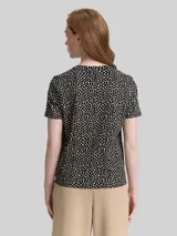 TOM TAILOR DENIM Damen T-Shirt mit Knoten-Detail, schwarz, Gepunktet – Bild 5
