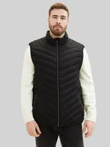 TOM TAILOR Herren Plus Size - Lightweight Weste, schwarz, Uni – Bild 4