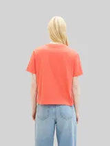TOM TAILOR DENIM Damen Boxy Fit T-Shirt aus Baumwolle, rot, Uni – Bild 5