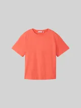 TOM TAILOR DENIM Damen Boxy Fit T-Shirt aus Baumwolle, rot, Uni – Bild 3