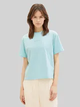 TOM TAILOR DENIM Damen Boxy Fit T-Shirt aus Baumwolle, grün, Uni – Bild 4