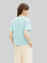 TOM TAILOR DENIM Damen Boxy Fit T-Shirt aus Baumwolle, grün, Uni – Bild 5
