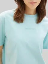 TOM TAILOR DENIM Damen Boxy Fit T-Shirt aus Baumwolle, grün, Uni – Bild 6