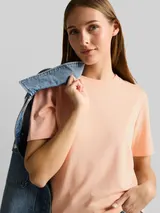 TOM TAILOR DENIM Damen Loose Fit T-Shirt, orange, Uni – Bild 6