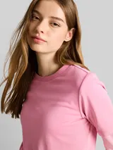 TOM TAILOR DENIM Damen Loose Fit T-Shirt, rosa, Uni – Bild 6