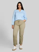 TOM TAILOR Damen Plus Size - Cropped Slim Hose, grün, Uni – Bild 4