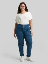 TOM TAILOR Damen Plus Size - Cropped Slim Hose, blau, Uni – Bild 4